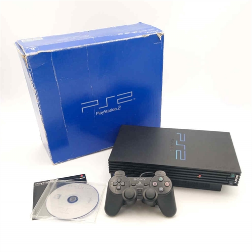 Playstation 2 FAT Konsol - Sort - Komplet i æske - SNR AC0462415 (B Grade) (Genbrug)